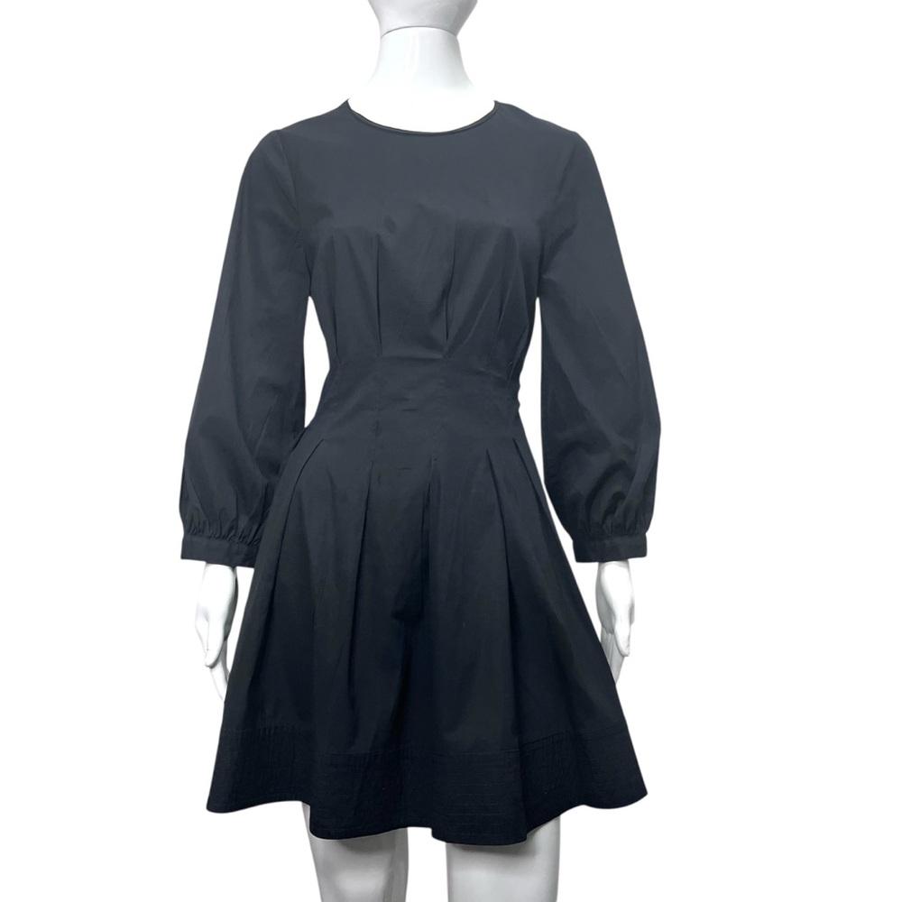 VERONICA BEARD Torres Black Pleated Corset-Style Stretch Poplin Dress Size 8